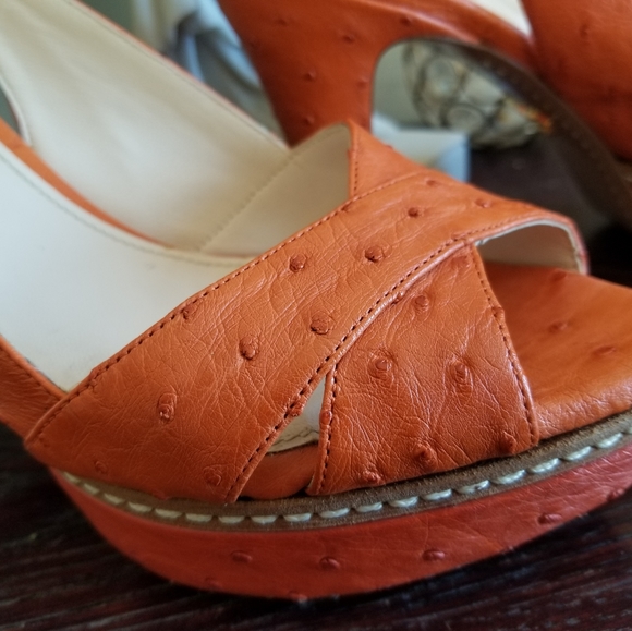 Prada ostrich  platform heels sz 37.5 - Picture 14 of 16